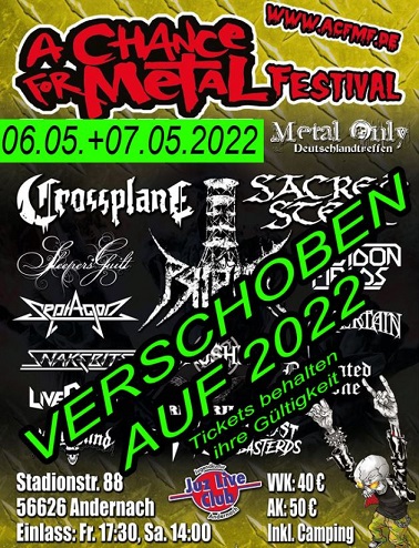 News: A CHANCE FOR METAL FESTIVAL 2021 wird auf 2022 verschoben!