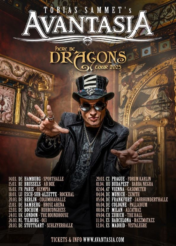 news AVANTASIA "HERE BE DRAGONS“ARENATOUR & NEUES ALBUM 2025