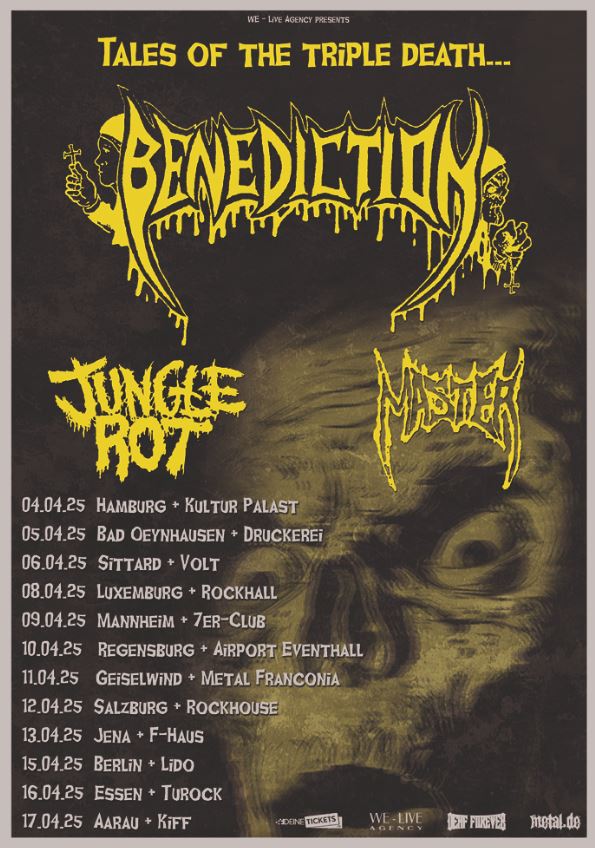 news: „TALES OF TRIPLE DEATH…“-Tour 2025 mit BENDICTION, Jungle Rot & Master